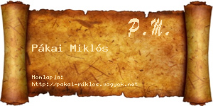 Pákai Miklós névjegykártya